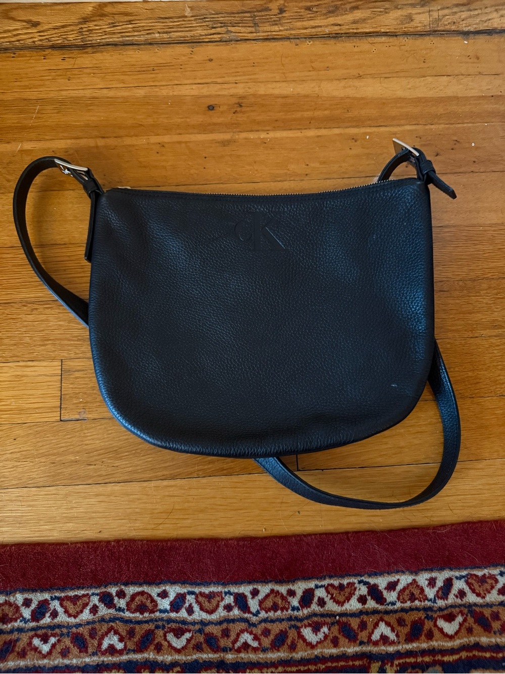 Calvin Klein Black Pebbled Leather Crossbody